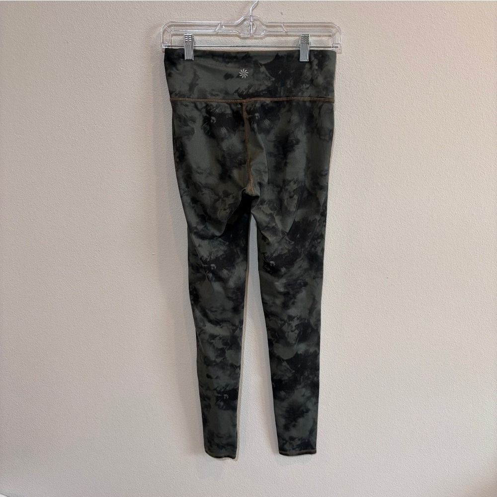 Athleta Marble Tie Dye High Rise Leggings Womens Small Green Yoga Gym activewear - Picture 2 of 5
